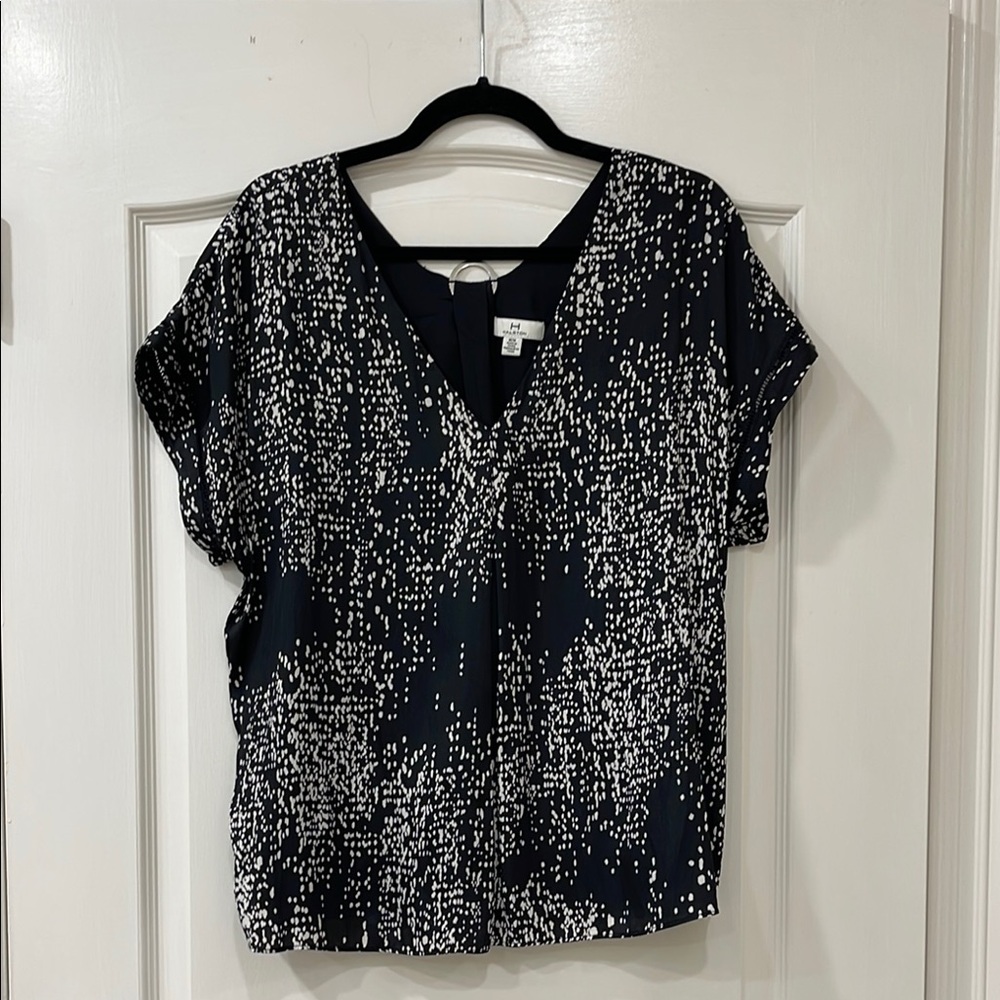 H by Halston Black and White Abstract Print Top